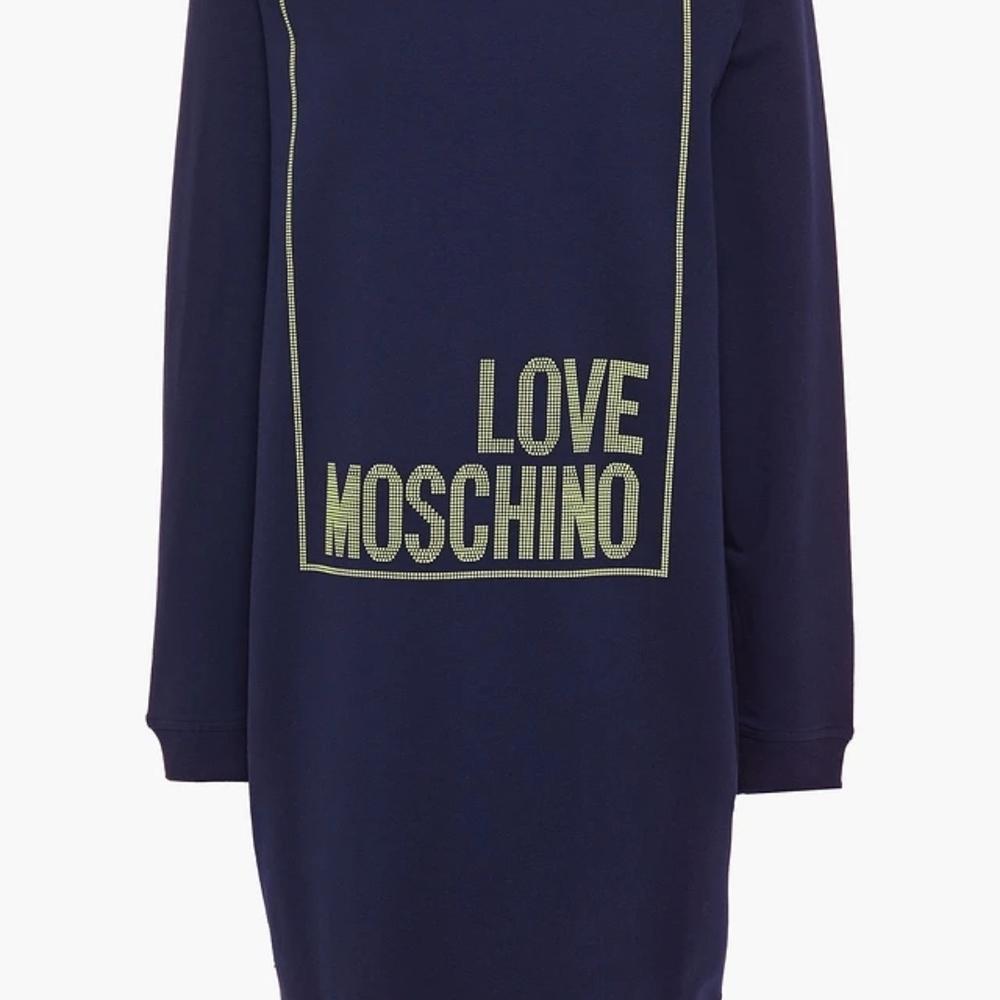 Love Moschino Blue Dress with Neon Green Logo